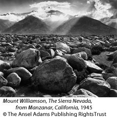 Mount Williamson, The Sierra Nevada, from Manzanar, California, 1945 by Ansel Adams