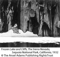Frozen Lake and Cliffs, The Sierra Nevada, Sequoia National Park, California, 1932 by Ansel Adams